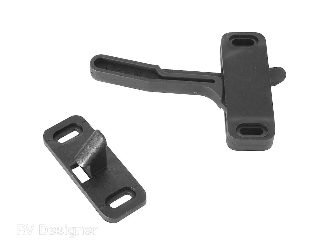 E297 – RV DESIGNER Screen Door Latch, For RV Designer Philips Style Screen Doors Left Hand Opening Black